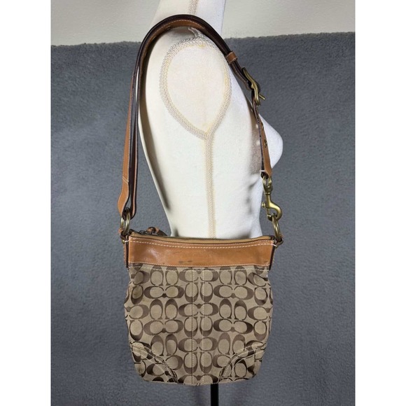 Coach Handbags - Coach Signature Monogram Swingpack Crossbody Bag Khaki Brown 10402